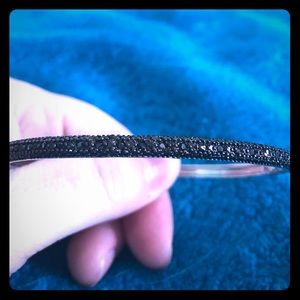 silver bracelet with black diamond like crystals🛍